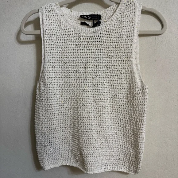 Mango Cream Open-Knit Sleeveless Tank - Picture 7 of 8